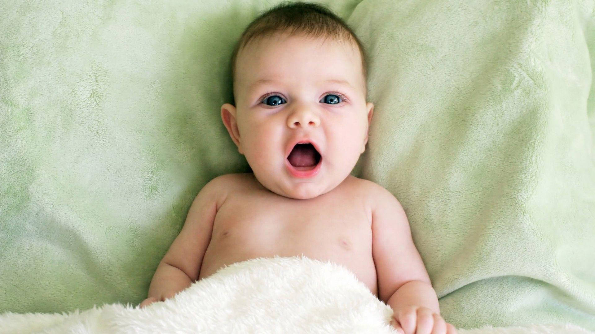 Cute Boy, white blanket, bright blue eyes, Full HD Desktop Wallpaper