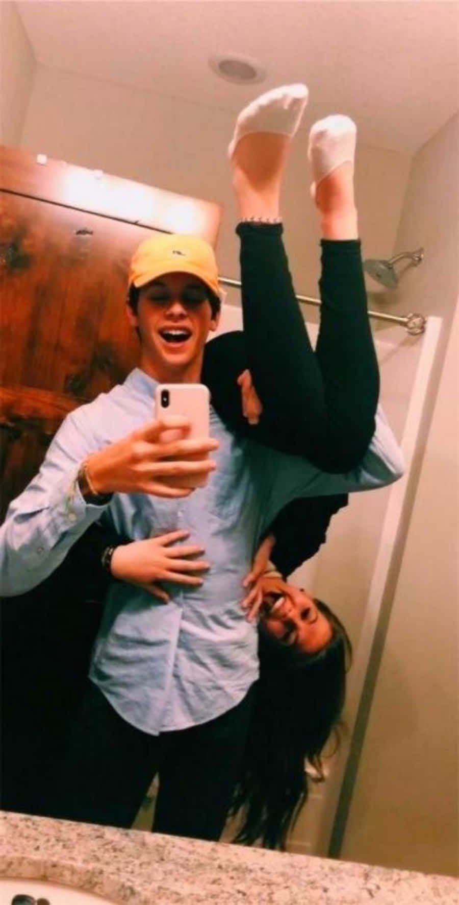 cute boyfriend, mirror selfie, bathroom, HD Phone Wallpaper