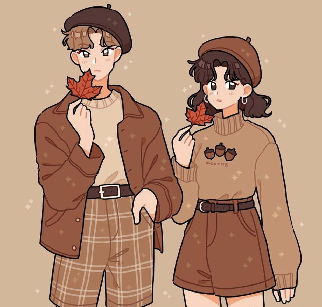 Cute Boyfriend, autumn attire, maple leaves, SD Desktop Wallpaper