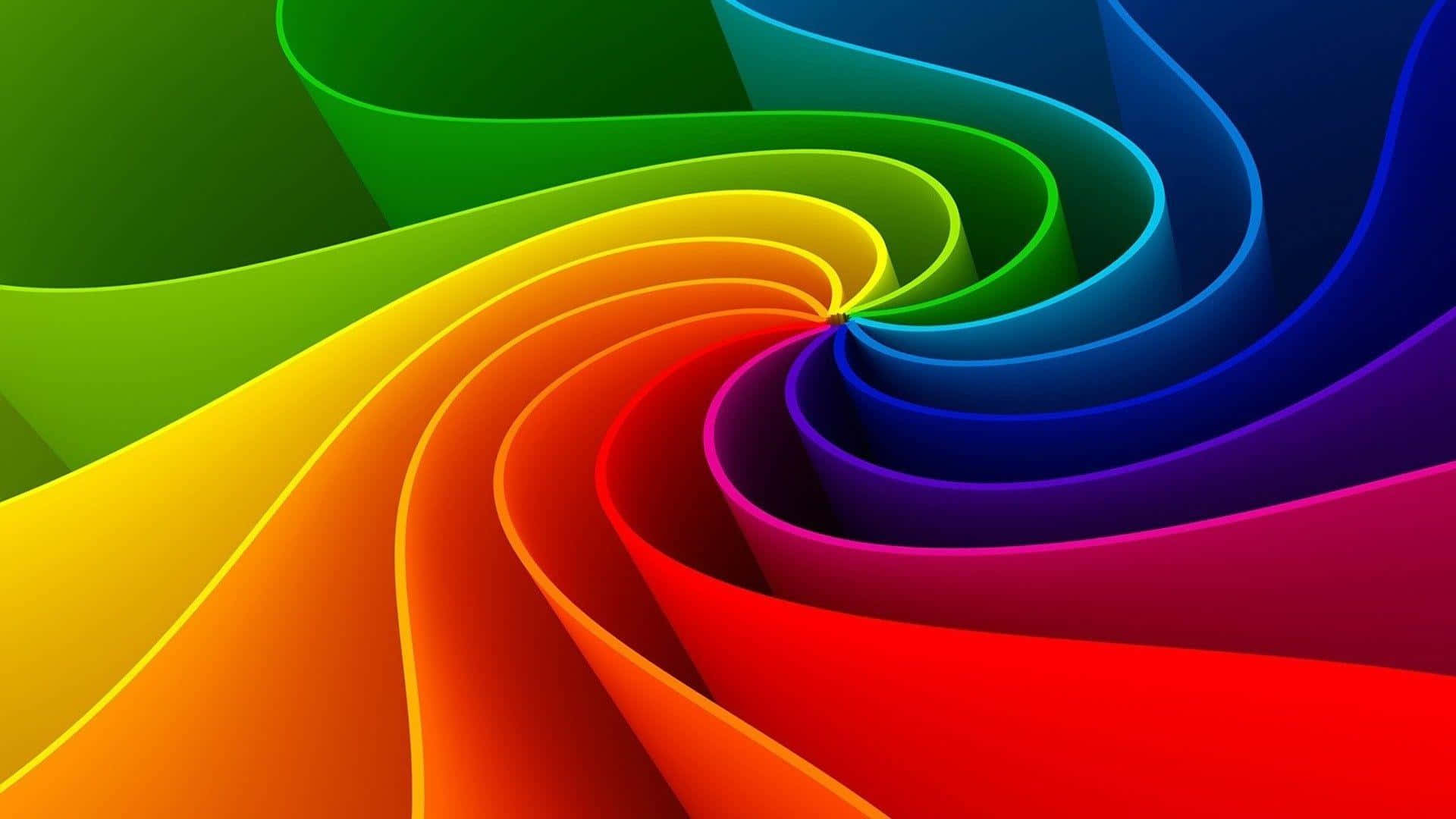 vibrant rainbow-colored ribbons, spiral inward, mesmerizing abstract pattern, Full HD Desktop Wallpaper