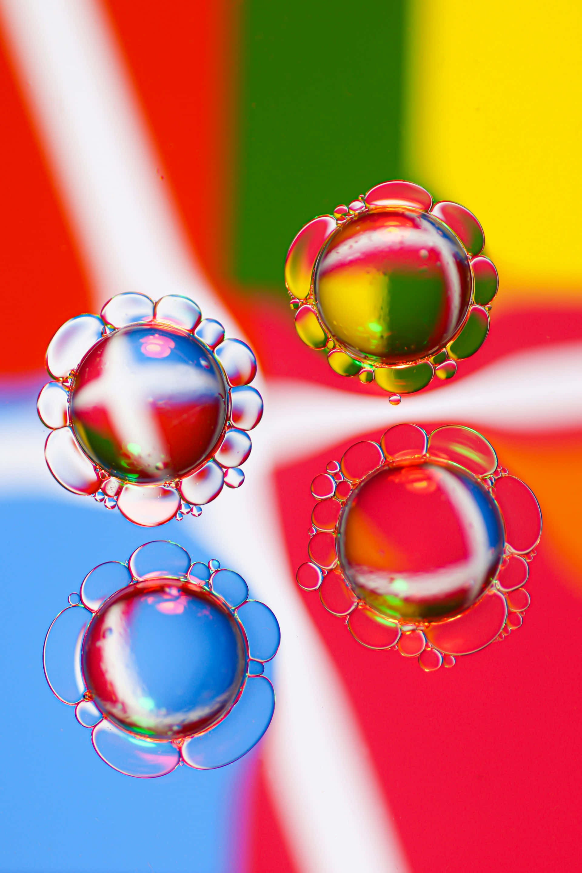 vibrant color drops, abstract, soap bubbles, 2K Phone Wallpaper