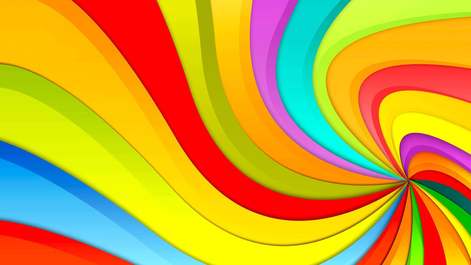 vibrant rainbow-colored swirling bands, hypnotic spiral, clean white background, Full HD Desktop Wallpaper