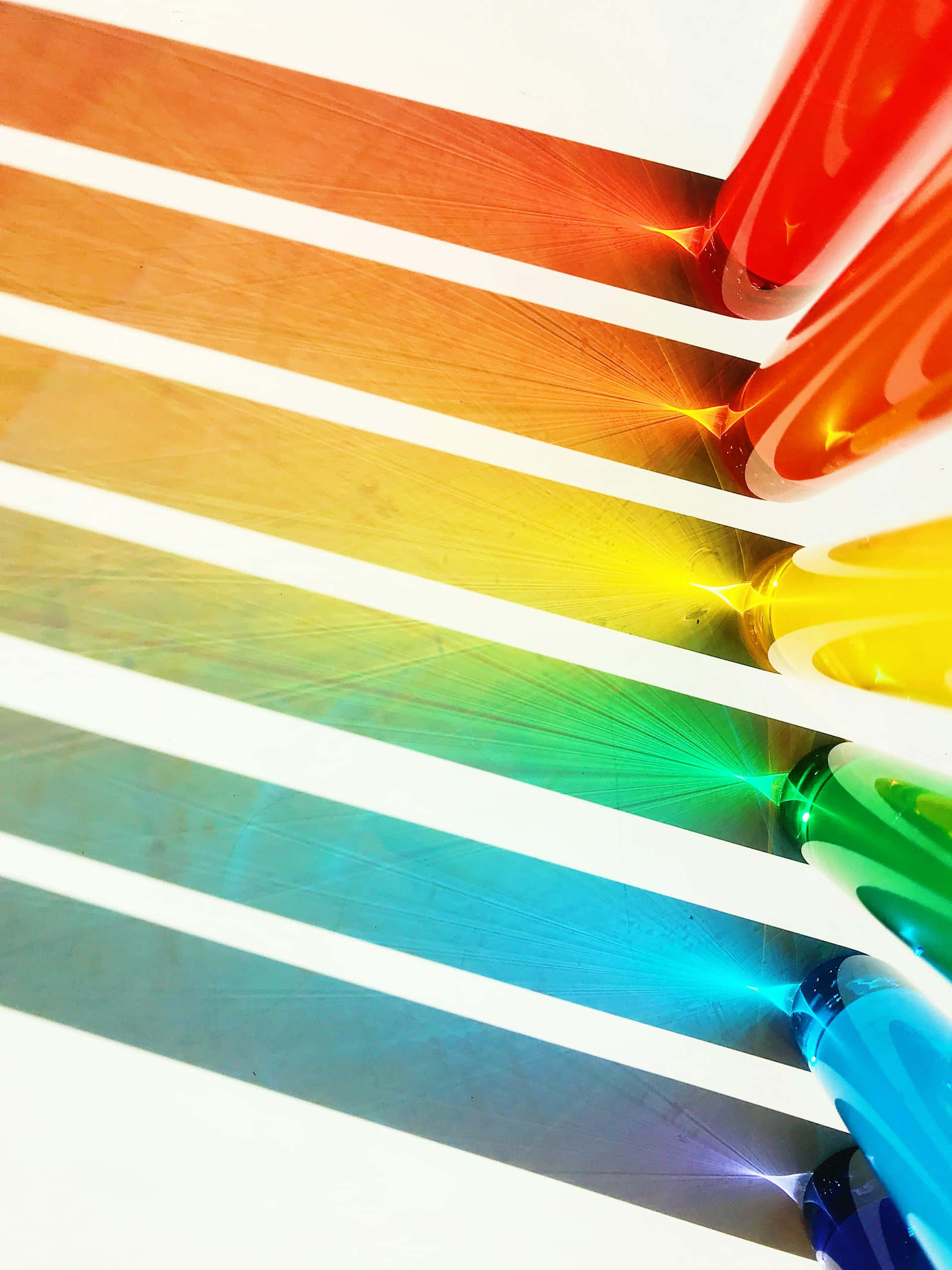 colorful glass rods, rainbow-colored glass tubes, glowing light, 2K Phone Wallpaper