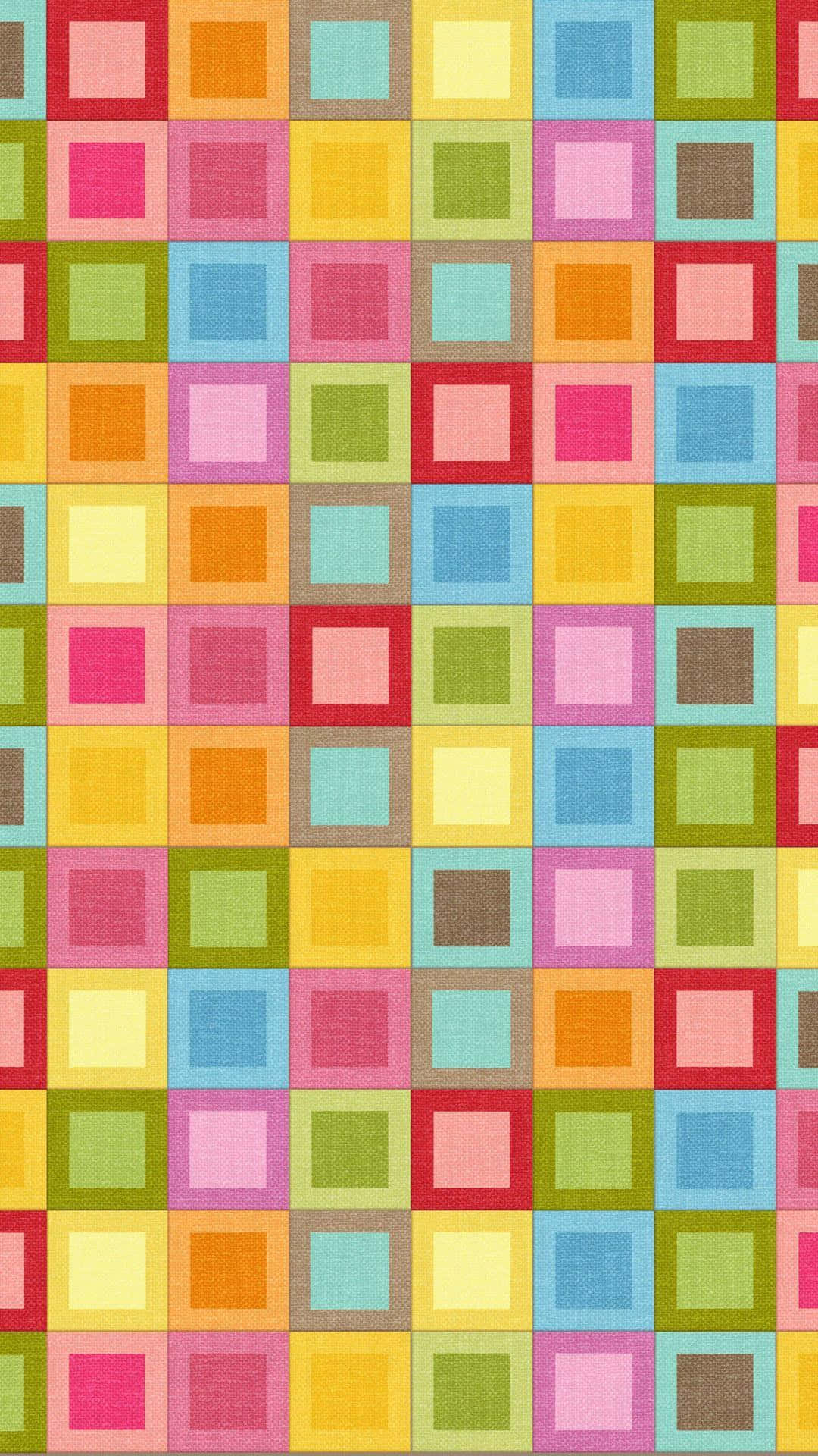 colorful squares pattern, vibrant multicolored, repeating grid pattern, Full HD Phone Wallpaper