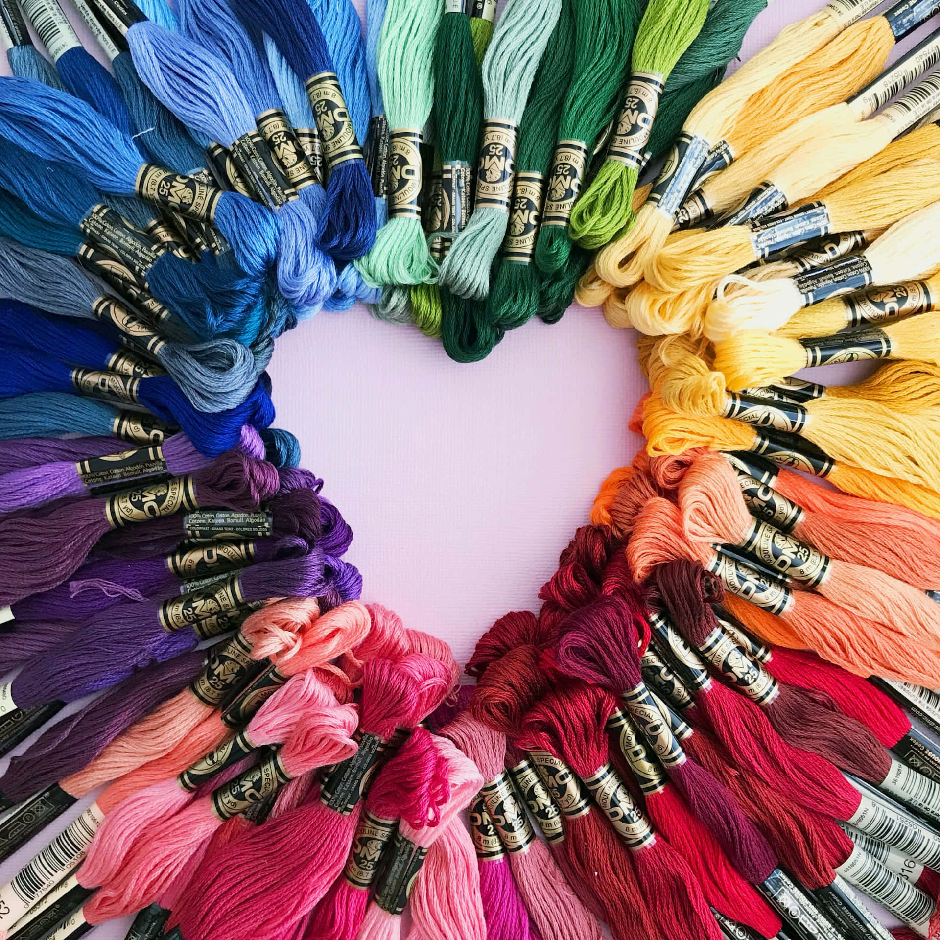 colorful embroidery floss circle, rainbow circle, heart shape, Full HD Desktop Wallpaper