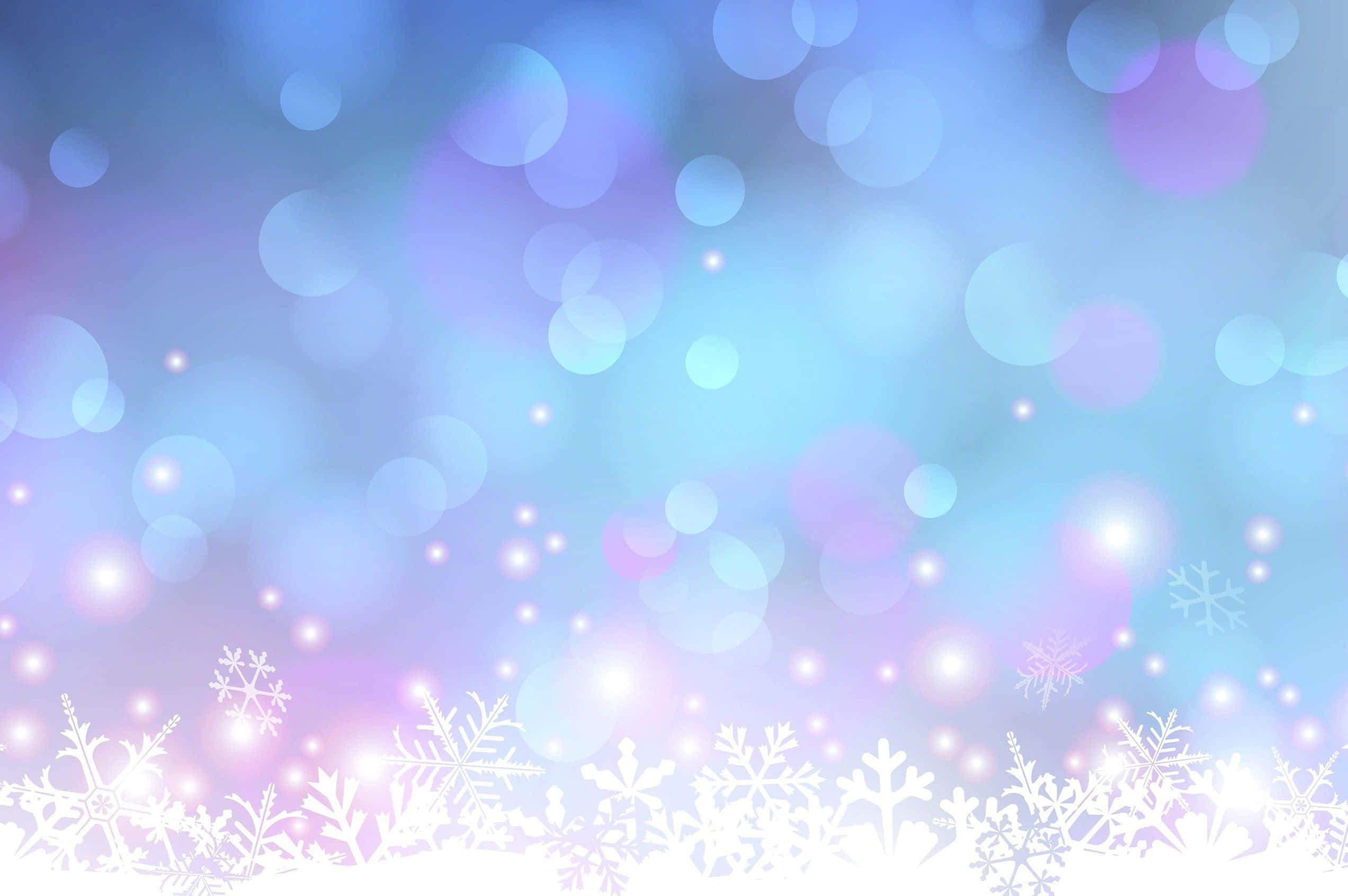pastel blue, purple bokeh lights, white snowflake border, Full HD Desktop Wallpaper