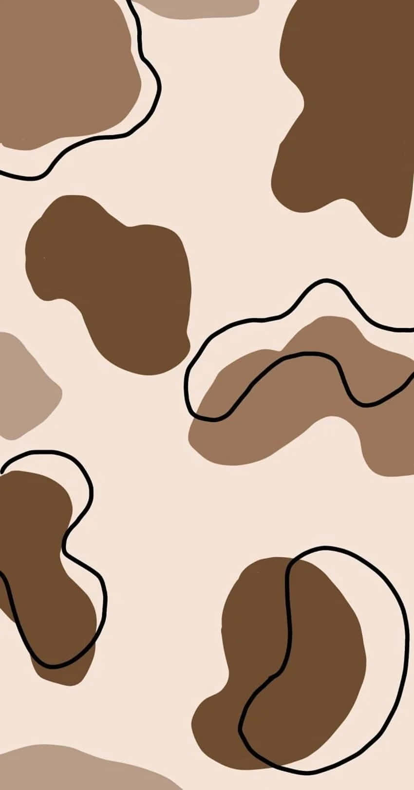 abstract brown shapes, beige background, brown organic shapes, HD Phone Wallpaper