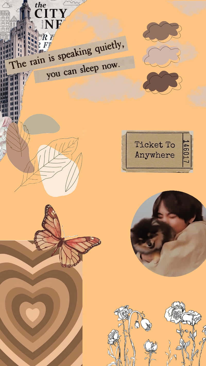cute brown aesthetic collage, warm peach-toned, person hugging a dog, HD Phone Wallpaper