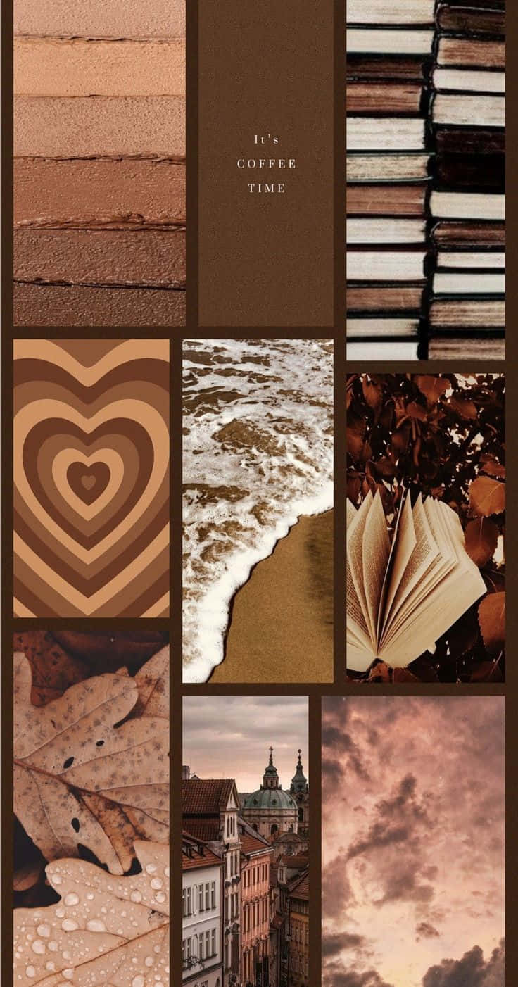 Cute Brown Aesthetic, coffee, books, HD Phone Wallpaper