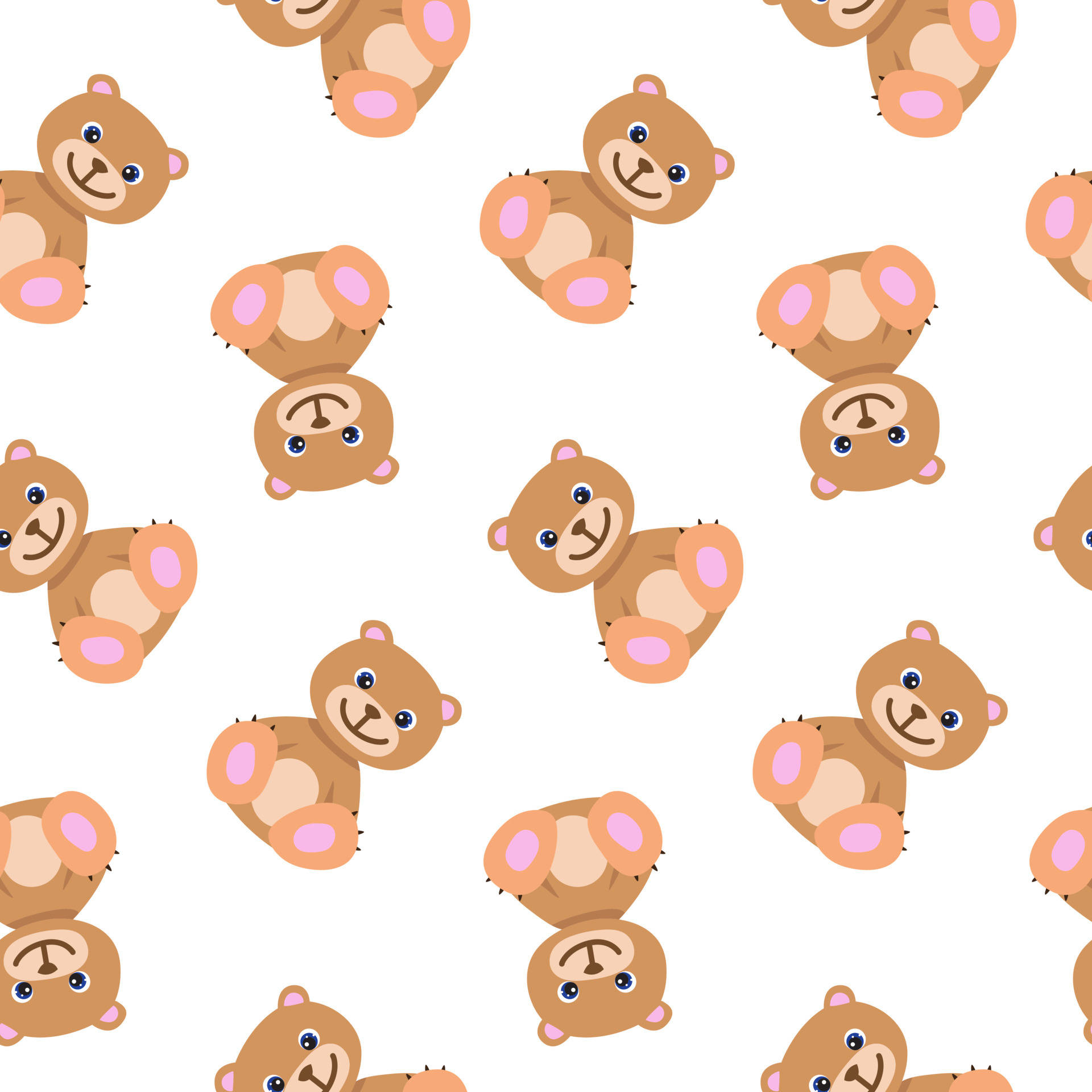 cute brown bear, blue eyes, pink paws, Full HD Desktop Wallpaper