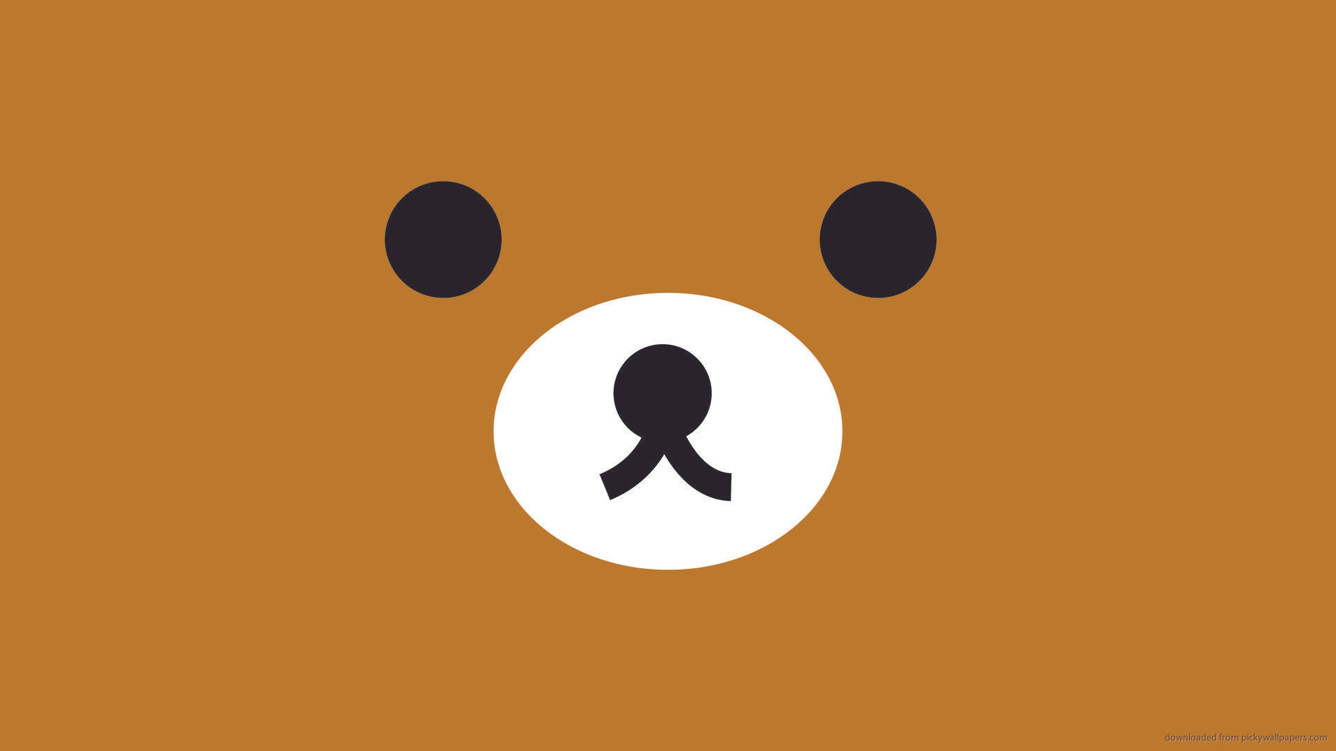 cute brown bear, minimalist cartoon bear face, black eyes, Full HD Desktop Wallpaper