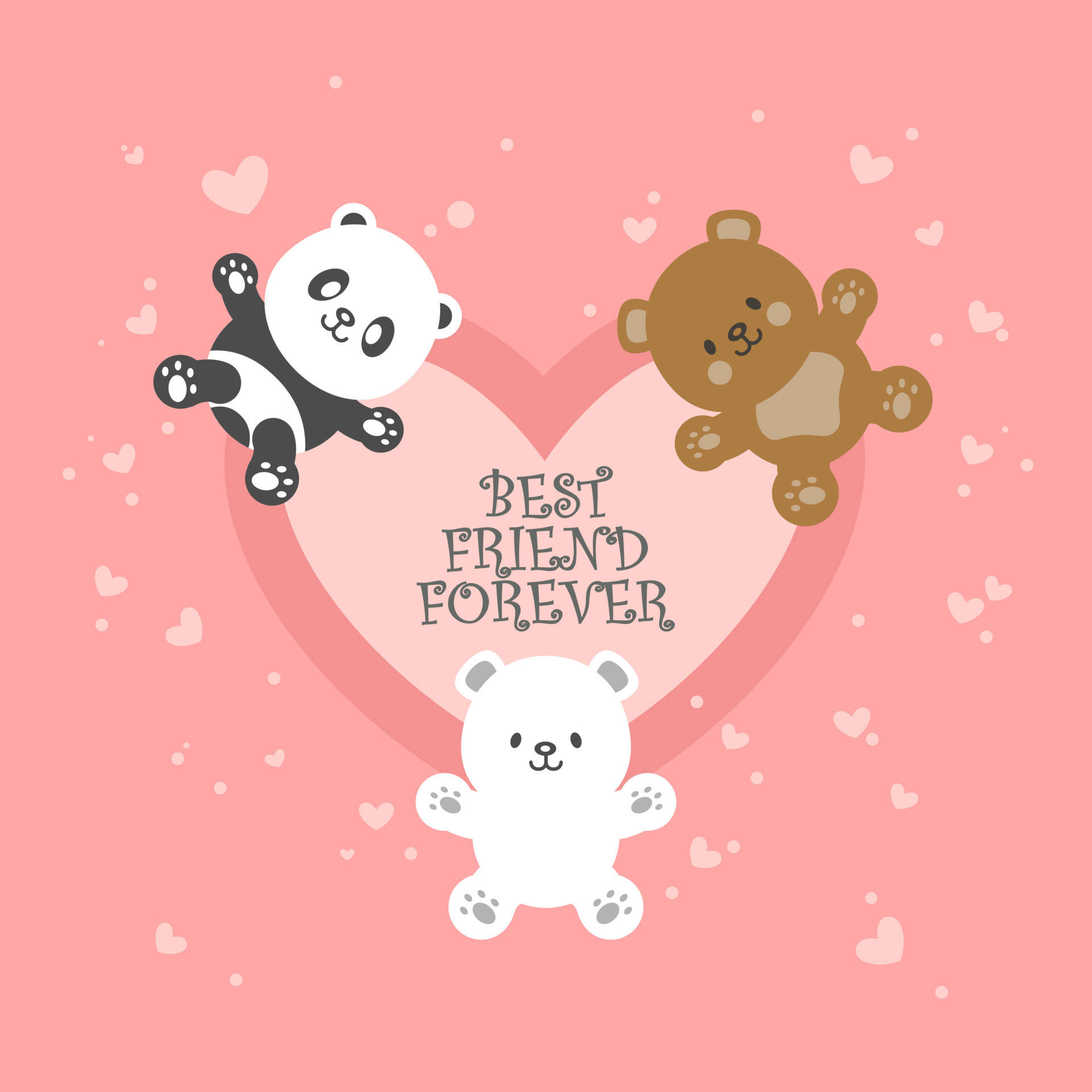 Cute Brown Bear, heart, pink background, Full HD Desktop Wallpaper