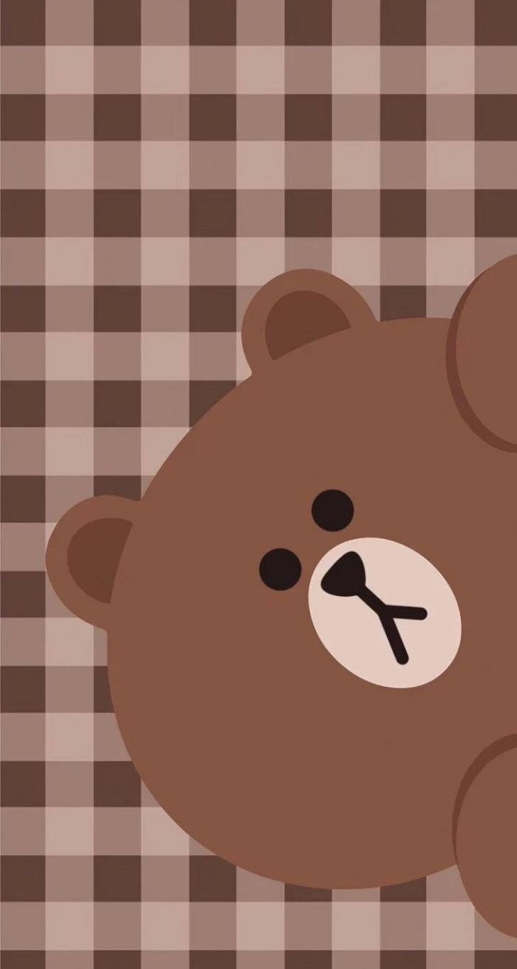 brown bear, plaid background, earthy tones, HD Phone Wallpaper
