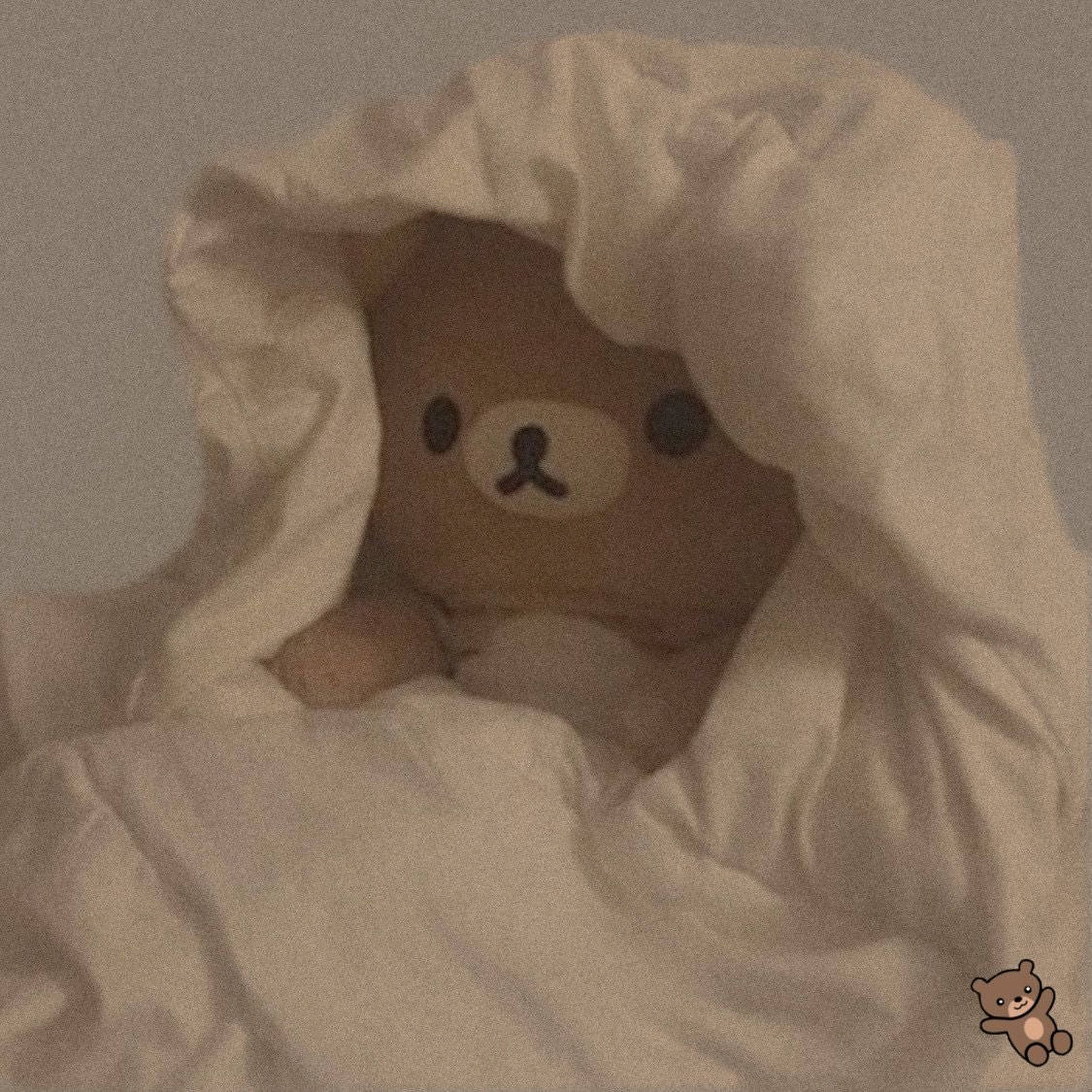 brown teddy bear, soft white blanket, dimly lit room, Full HD Desktop Wallpaper