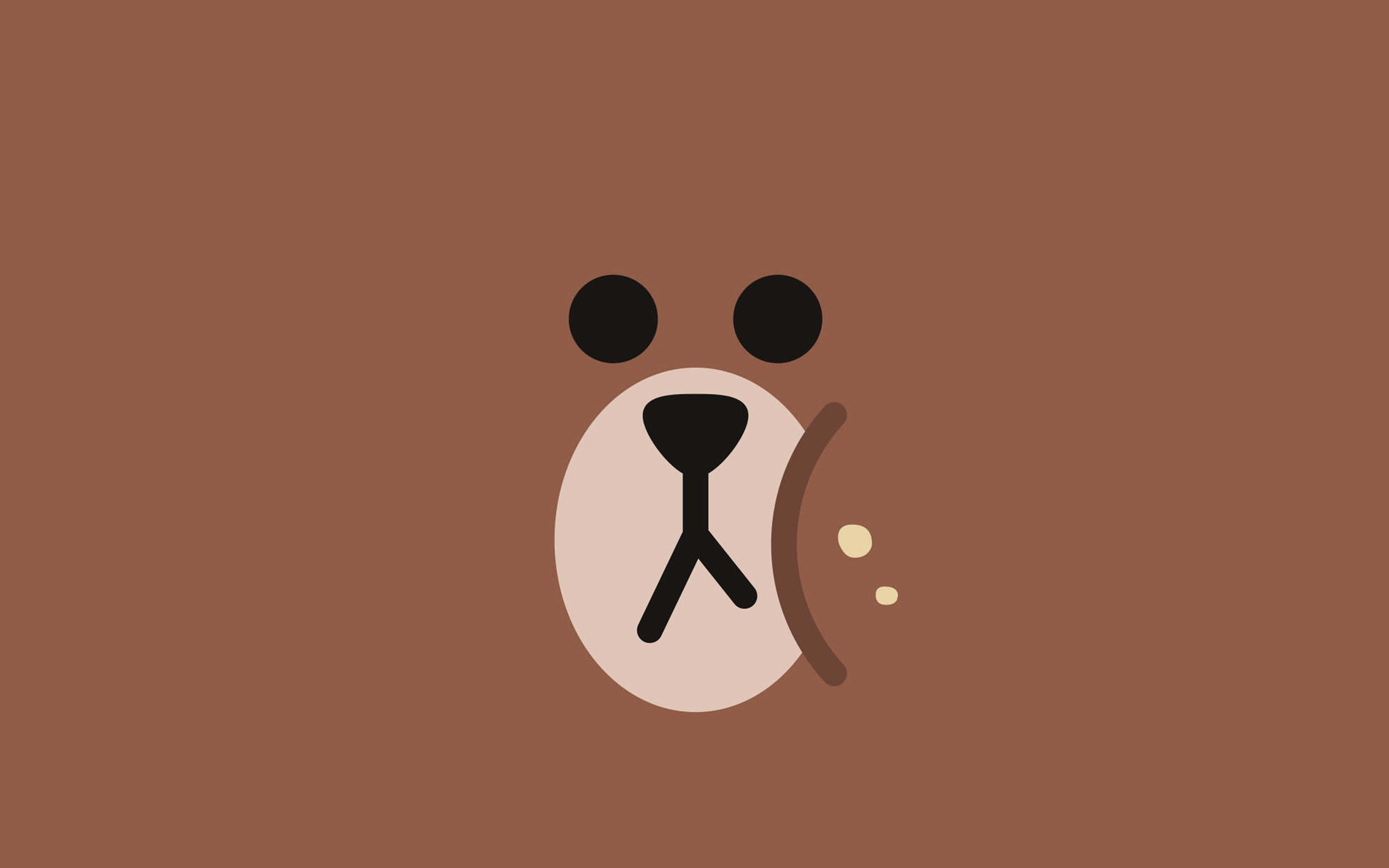 minimalist brown bear, black eyes, nose, 4K Desktop Wallpaper