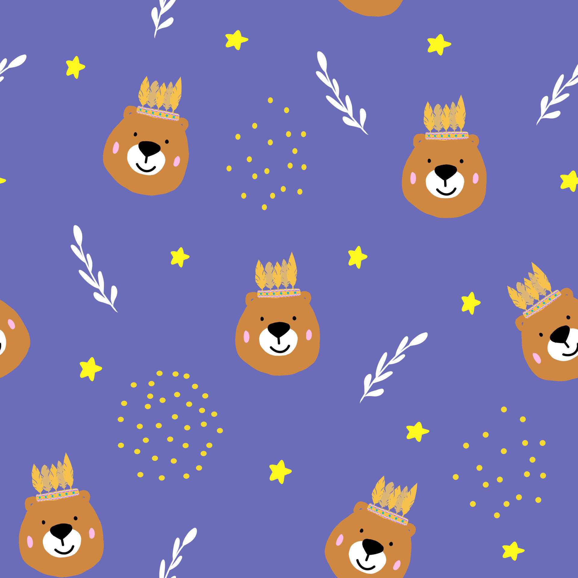 cute brown bear, brown bear cub, golden crowns, Full HD Desktop Wallpaper