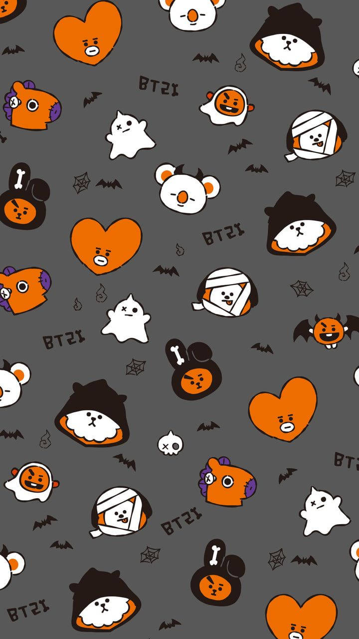 Cute BT21, Halloween, ghosts, HD Phone Wallpaper