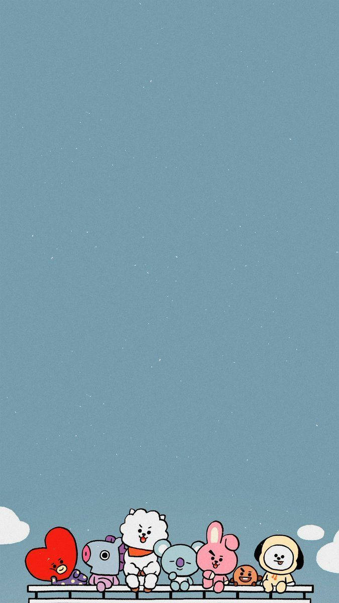 Cute BT21 Characters, blue sky, starry blue sky, SD Phone Wallpaper
