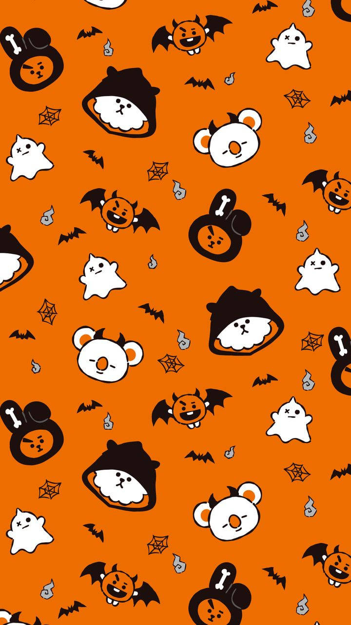 Cute BT21, Halloween, orange, HD Phone Wallpaper