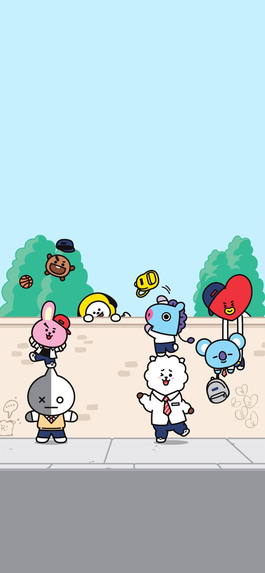 Cute BT21, back to school, cartoon characters, Full HD Phone Wallpaper