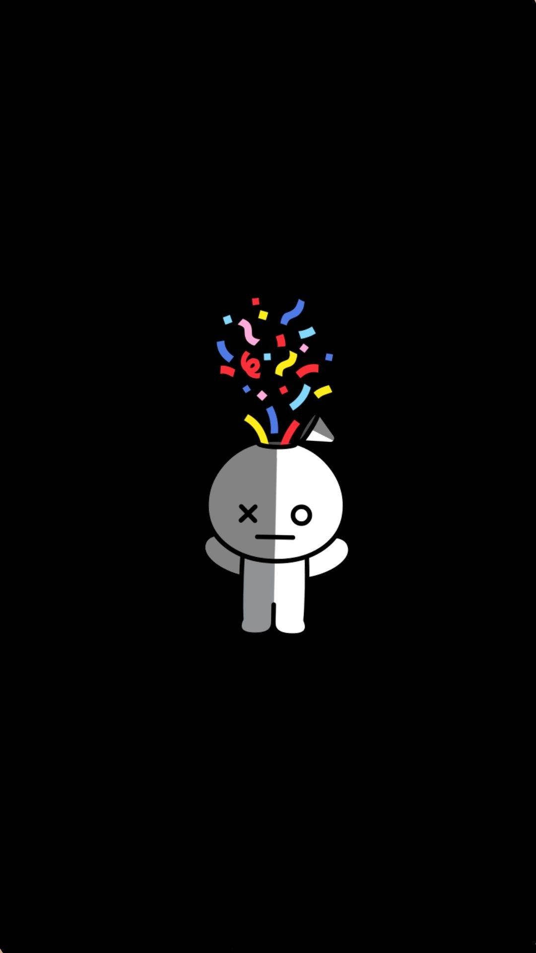 Cute BT21, confetti, party hat, Full HD Phone Wallpaper