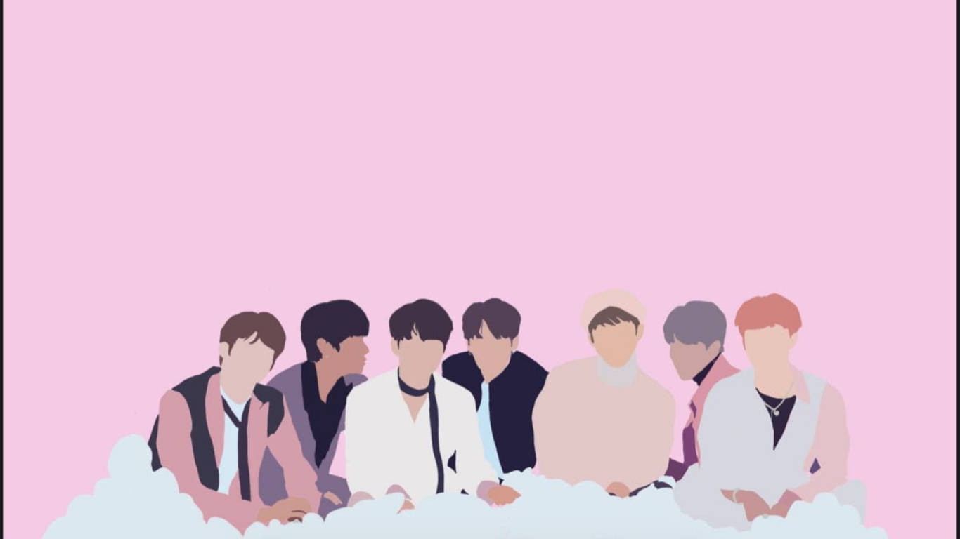 Cute BTS Drawing, pink faceless, pastel outfits, HD Desktop Wallpaper