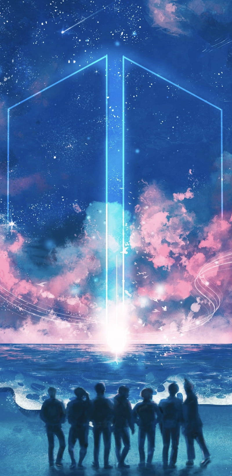 BTS, geometric portal, starry sky, HD Phone Wallpaper