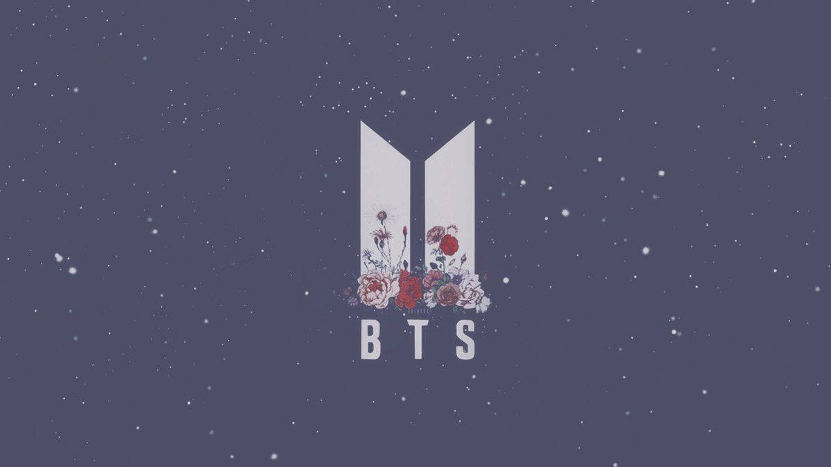 BTS, floral arrangement, starry purple night sky, SD Desktop Wallpaper