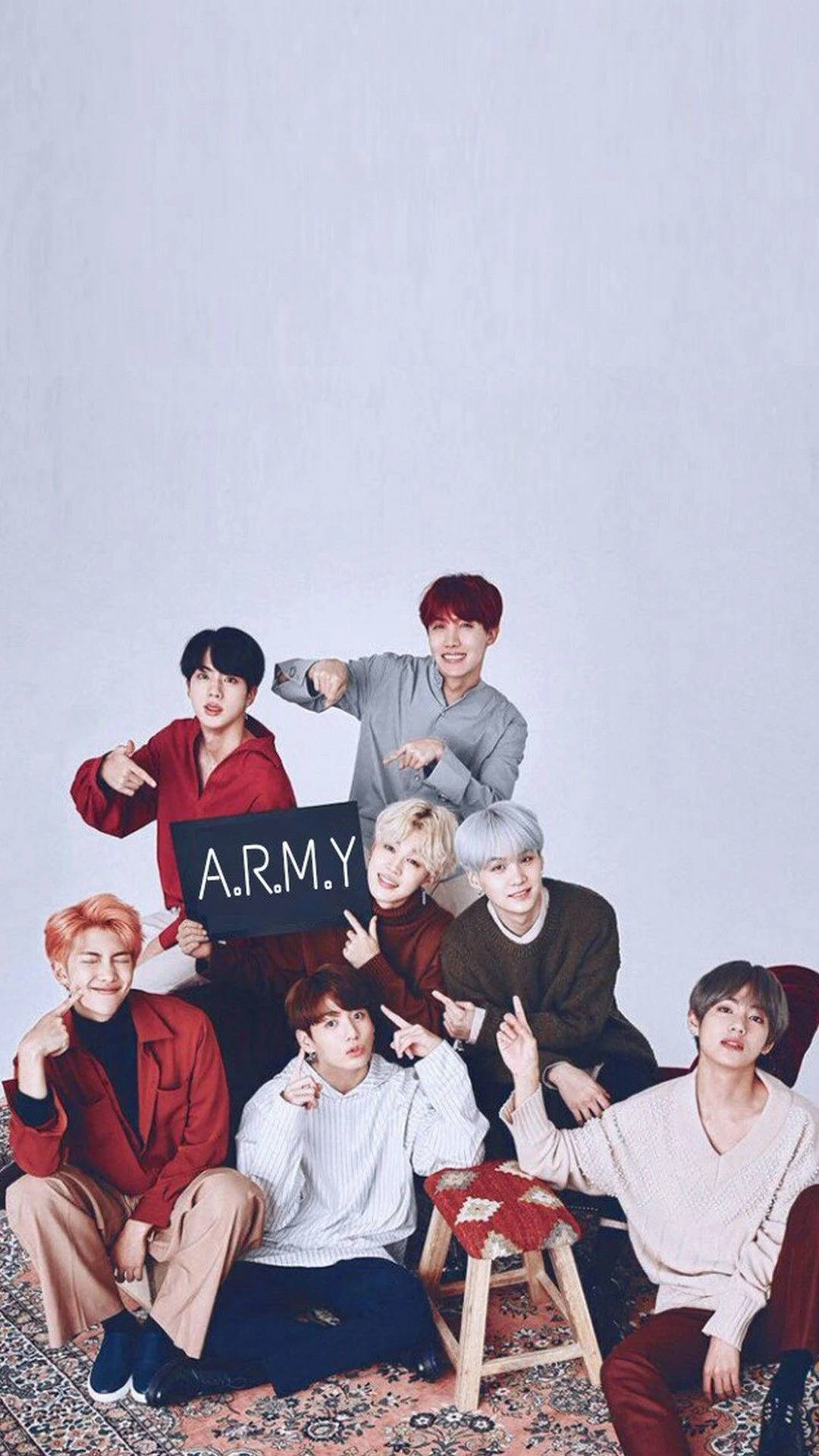 BTS, A.R.M.Y, pastel purple backdrop, Full HD Phone Wallpaper