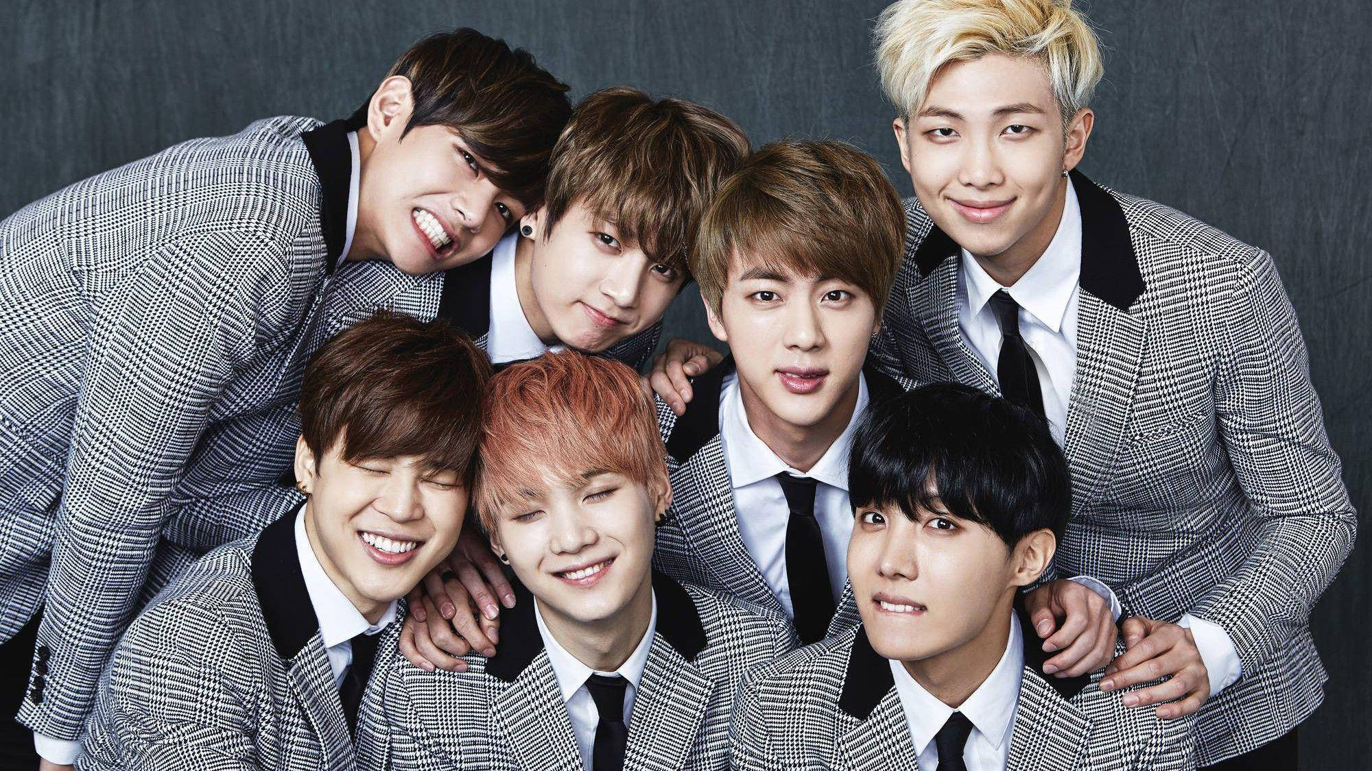 BTS, school uniforms, gray checkered suits, Full HD Desktop Wallpaper