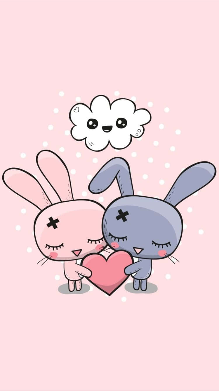 Cute Bunny, iPhone, pink heart, HD Phone Wallpaper