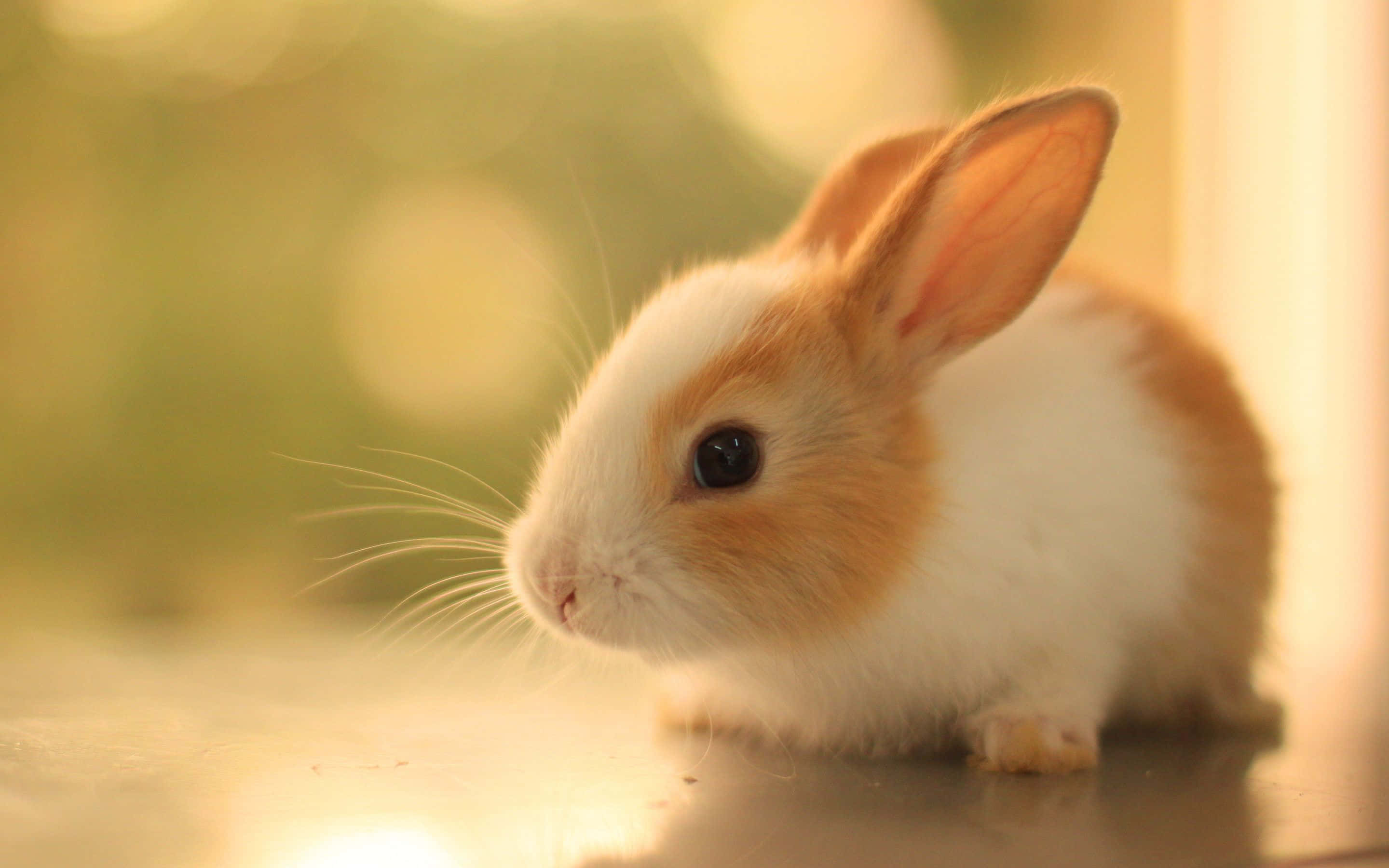 cute bunny rabbits, white, orange, 2K Desktop Wallpaper