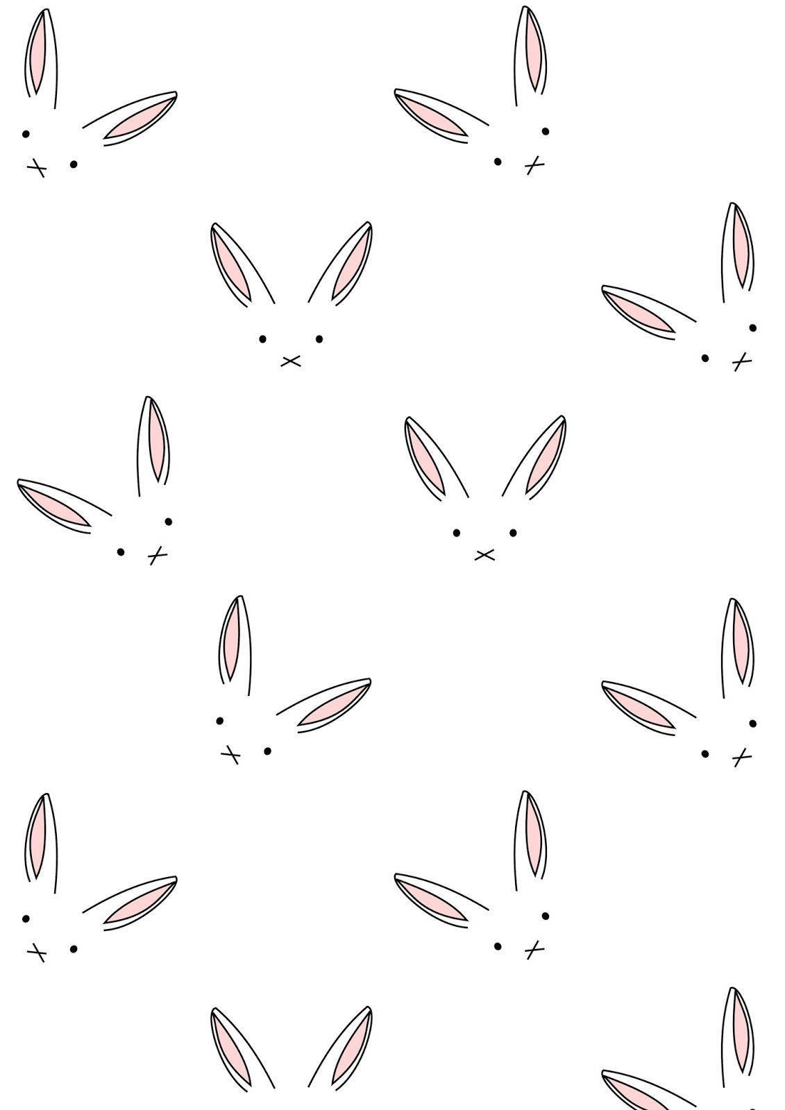 cute bunny faces, pink inner ears, white background, HD Phone Wallpaper