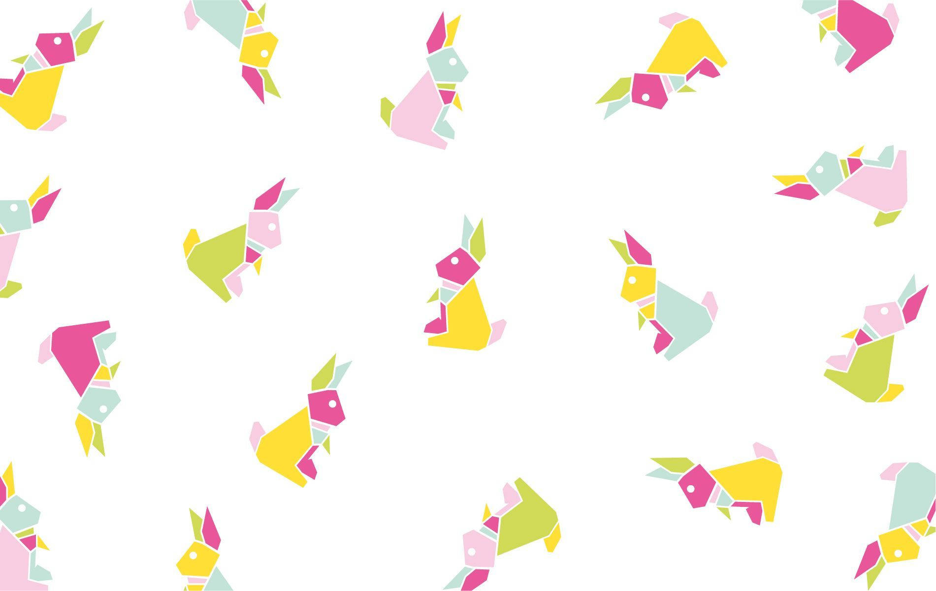 cute bunny, origamis, colorful, HD Desktop Wallpaper