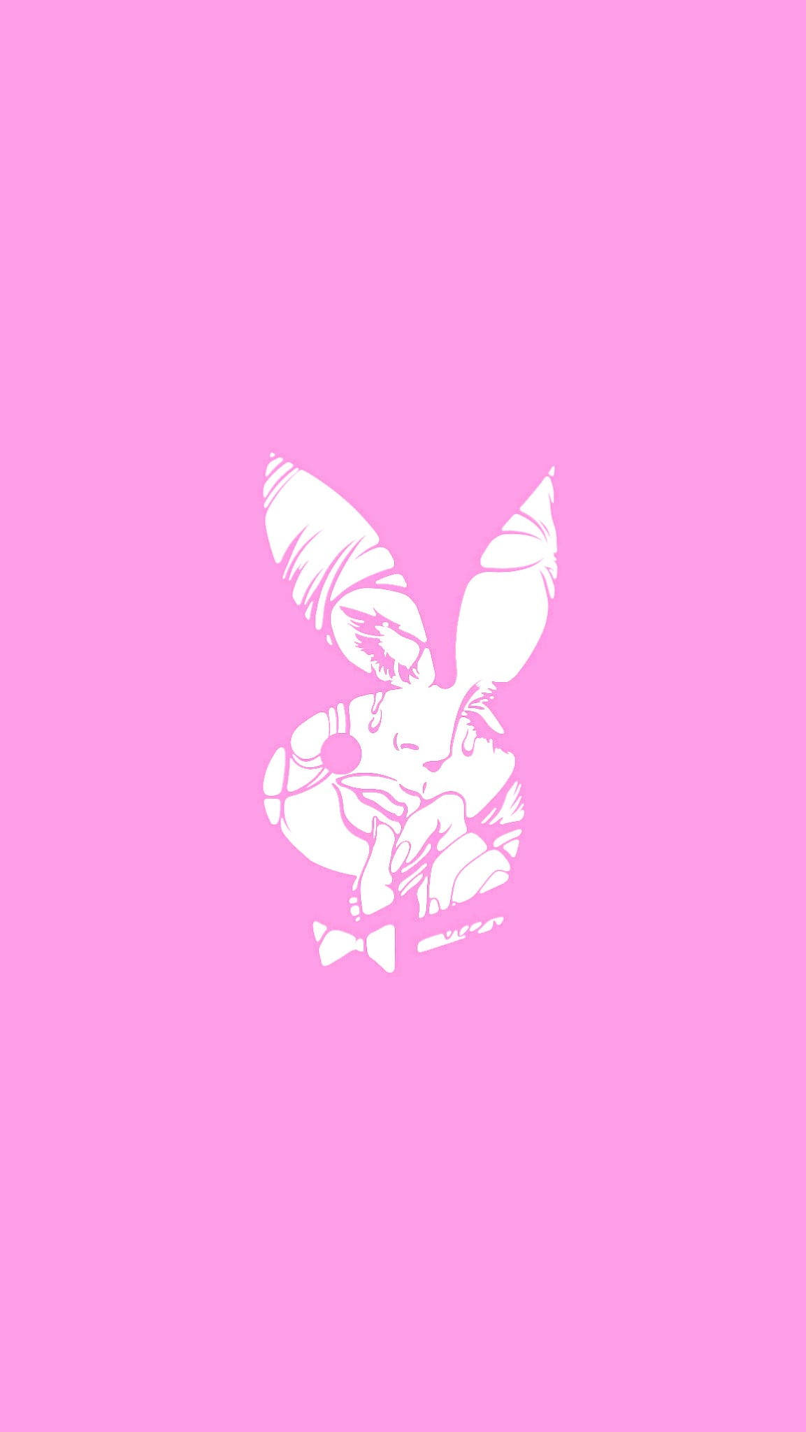 cute bunny, white silhouette, bow tie, Full HD Phone Wallpaper