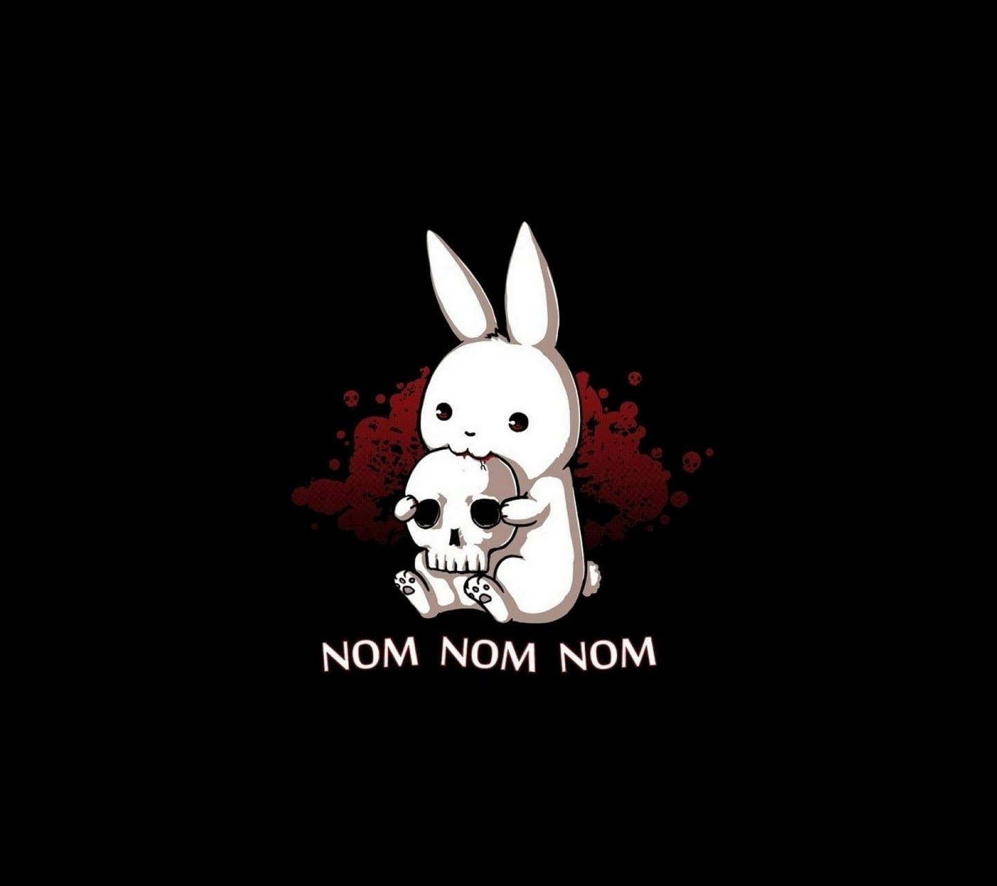 cute bunny, white cartoon bunny, skull, HD Desktop Wallpaper