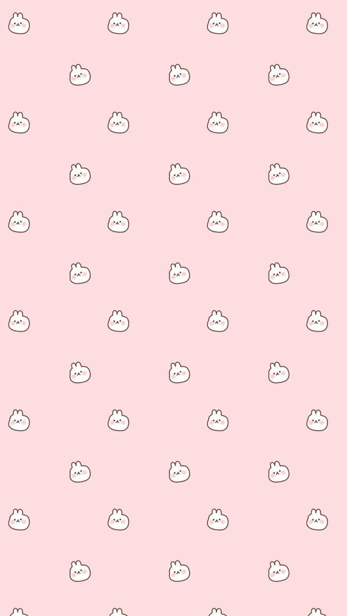 pink kawaii bunny, soft pink, repeating pattern, SD Phone Wallpaper