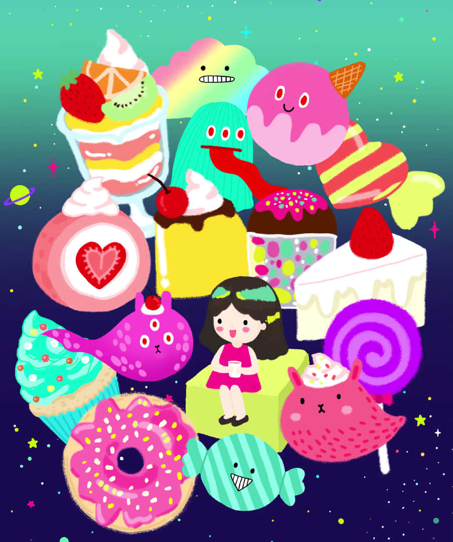 Cute Candies, donuts, animated, SD Phone Wallpaper