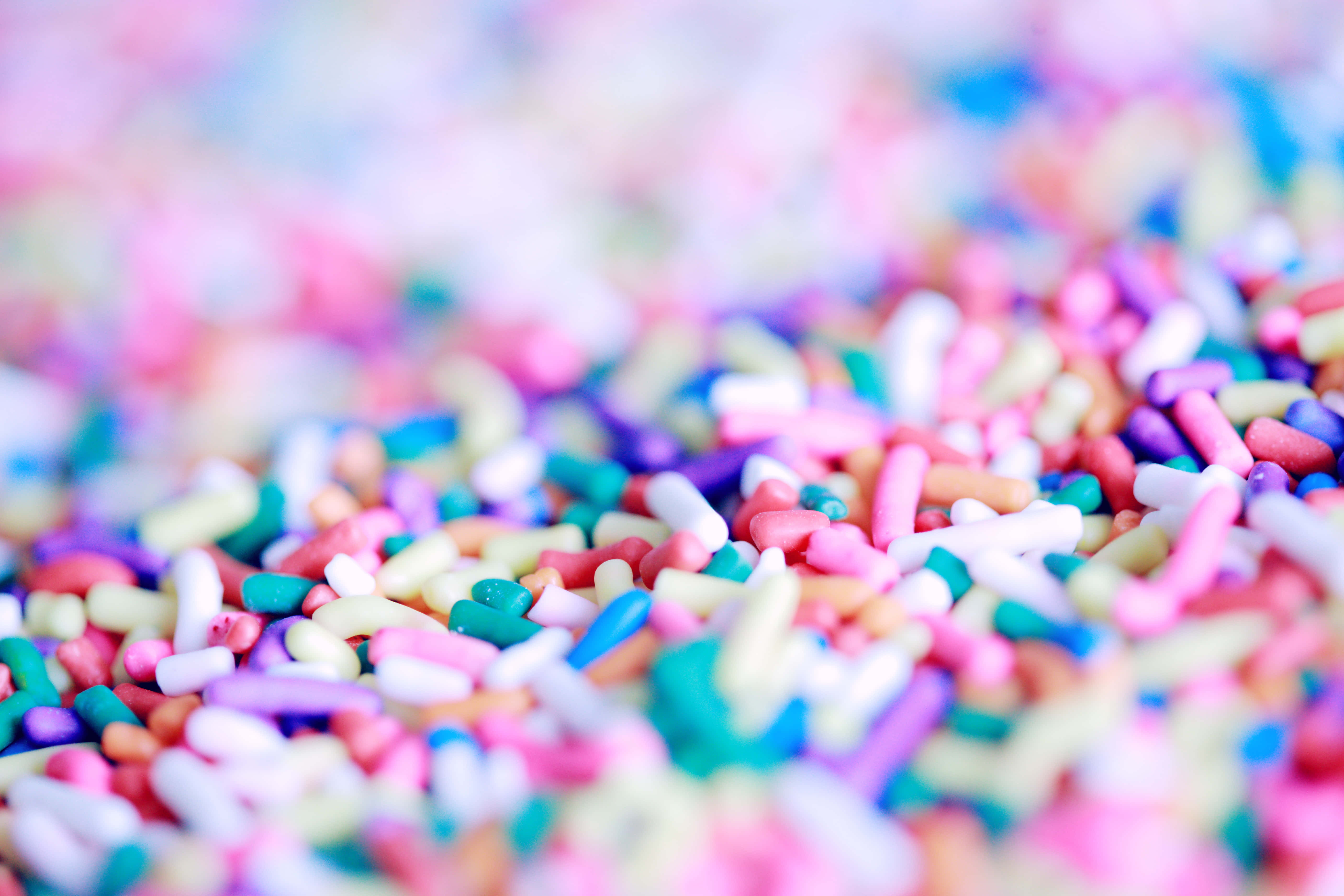 Cute Candy Sprinkles, colorful candy sprinkles, shallow depth of field, 5K Desktop Wallpaper