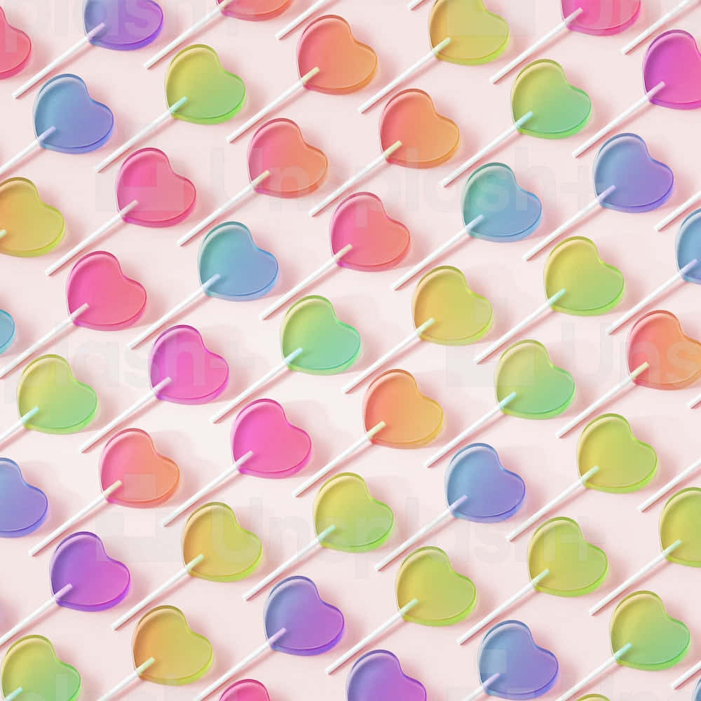 cute lollipop candies green, heart-shaped lollipops, rainbow gradients, SD Desktop Wallpaper