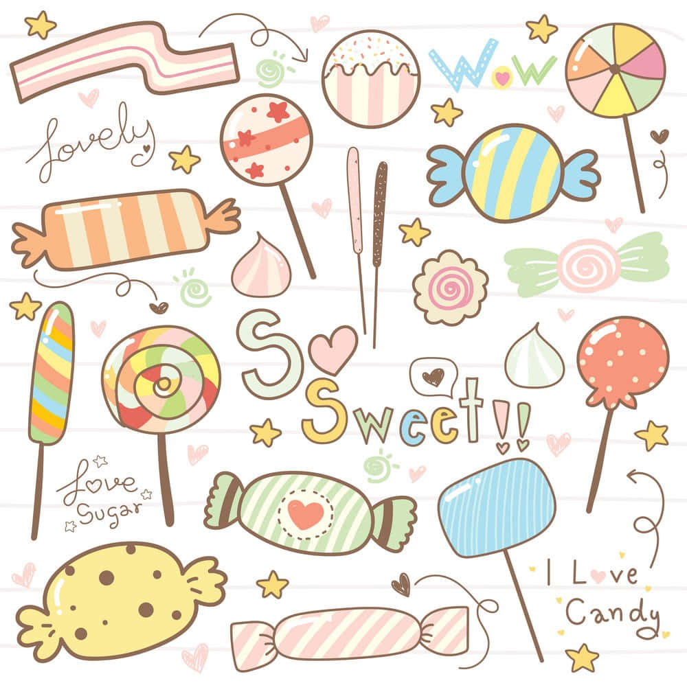 cute candies, plastics, lined paper, SD Desktop Wallpaper