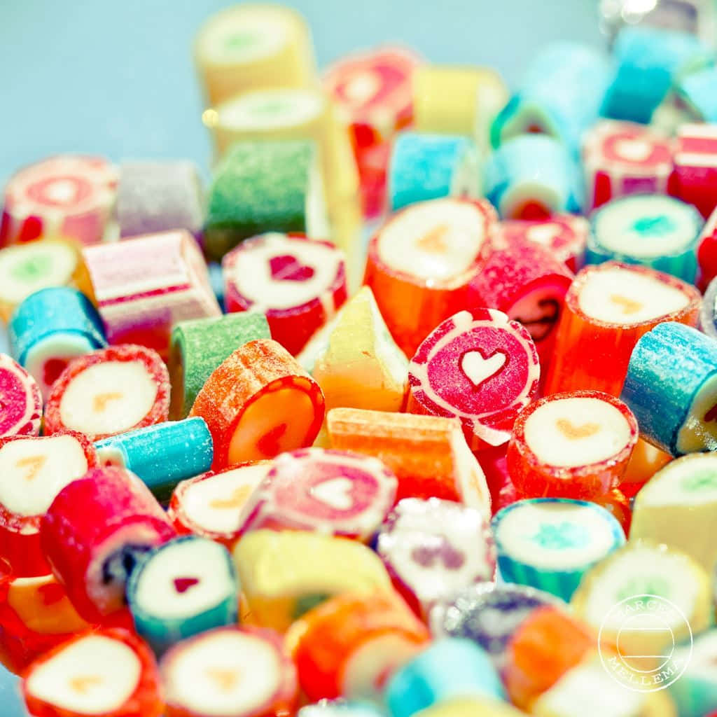 Cute Candies, small heart, gummy candies, SD Desktop Wallpaper