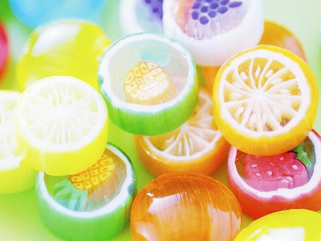 Cute Candies, gummy candies, sliced citrus fruits, SD Desktop Wallpaper