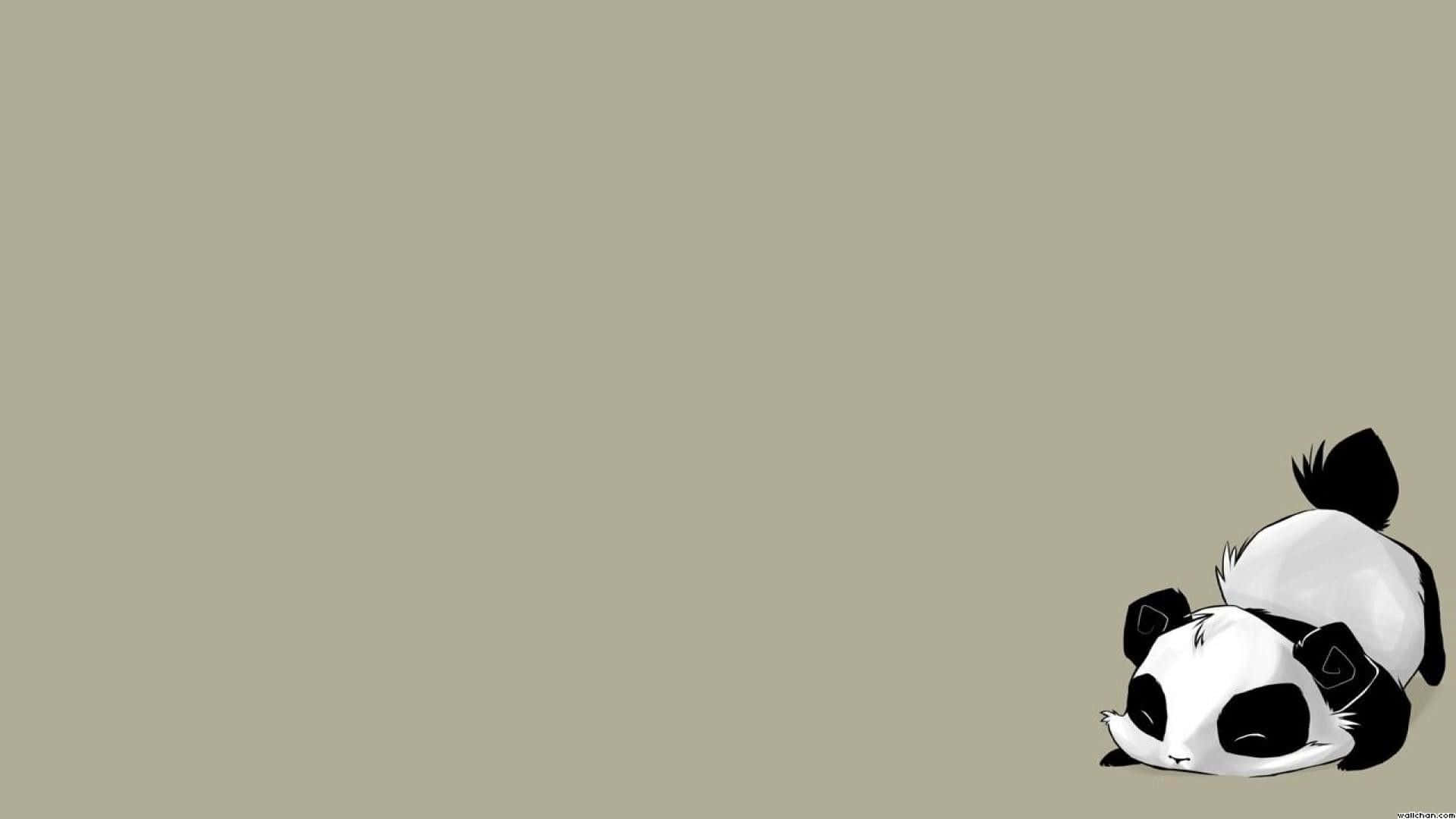 Cute Cartoon Animal, panda, solid beige background, Full HD Desktop Wallpaper