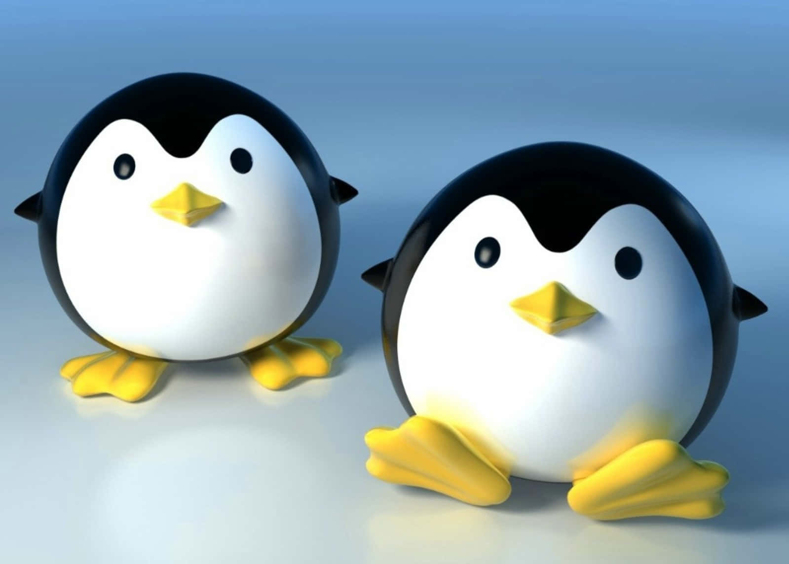 cute cartoon animal, 3d-rendered penguins, yellow beaks, HD Desktop Wallpaper