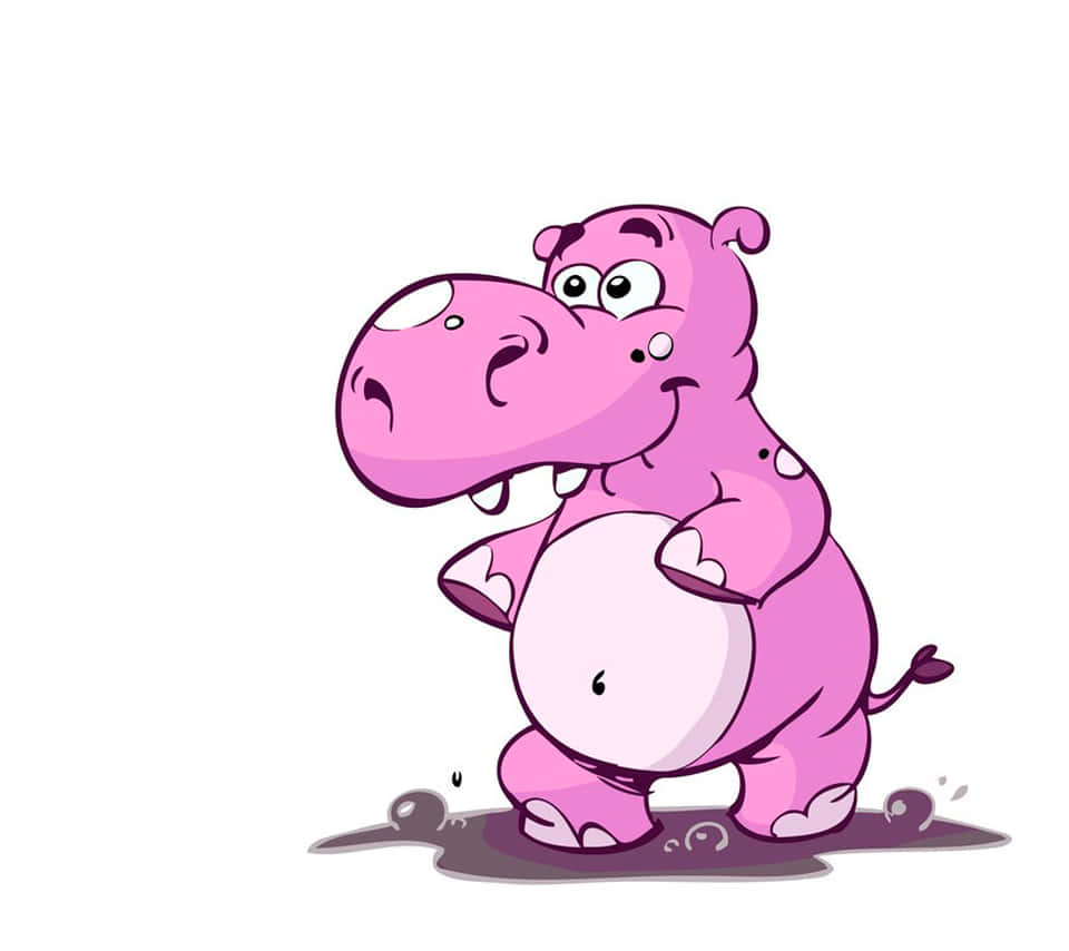 Cute Cartoon Animal, pink, cartoon hippo, SD Desktop Wallpaper
