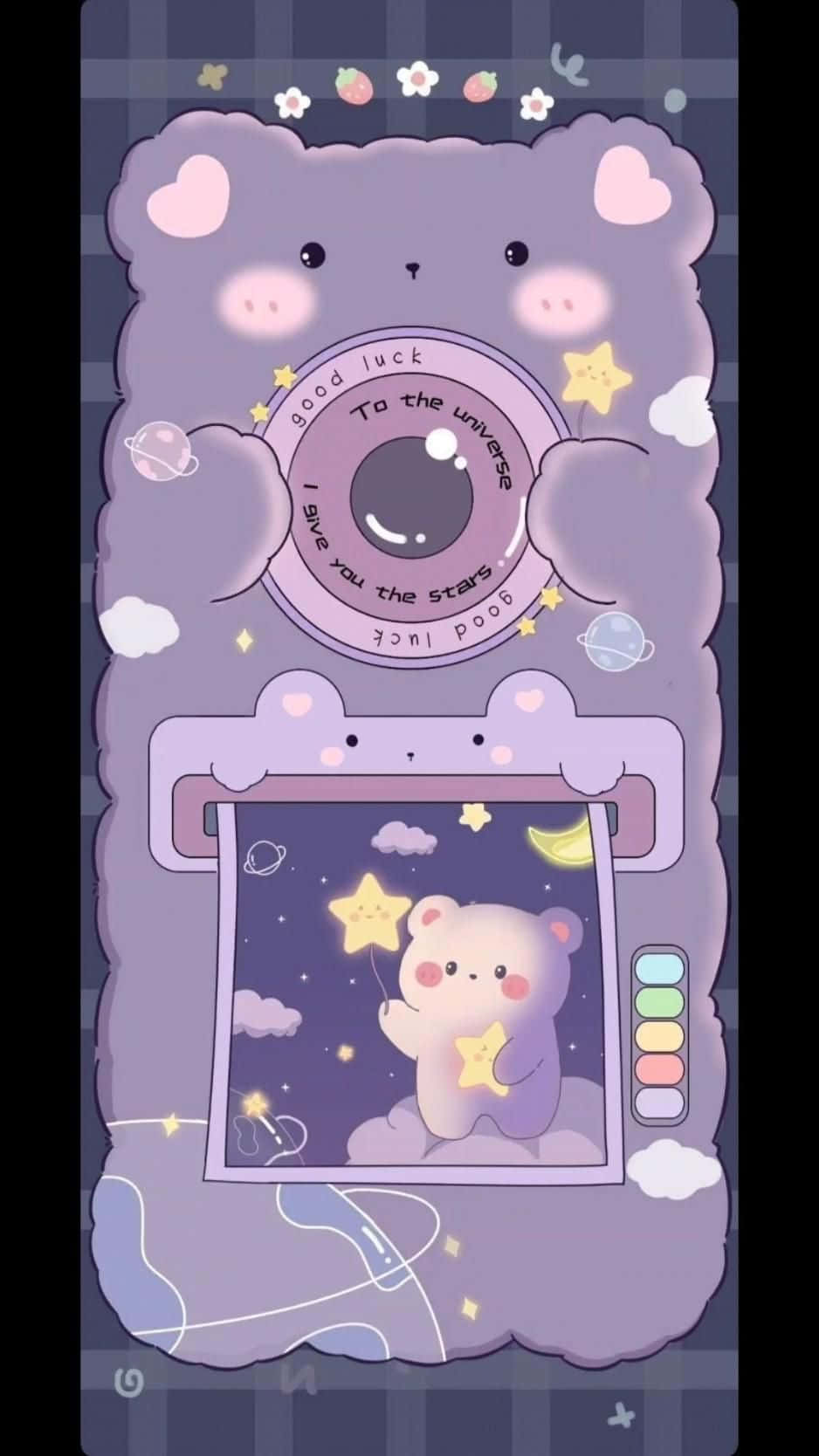 cute kawaii, purple bear, camera, HD Phone Wallpaper
