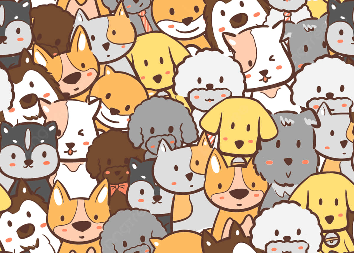 cute cartoon animal, cartoon dogs, various breeds, SD Desktop Wallpaper