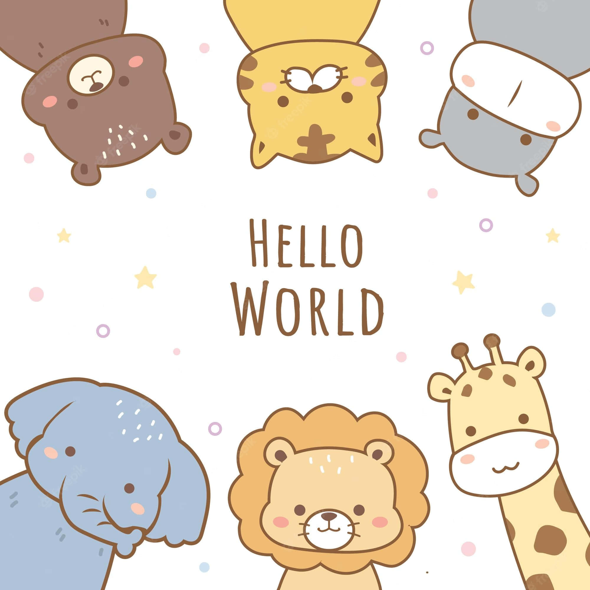 cute cartoon animal, meadow, Hello World, Full HD Desktop Wallpaper