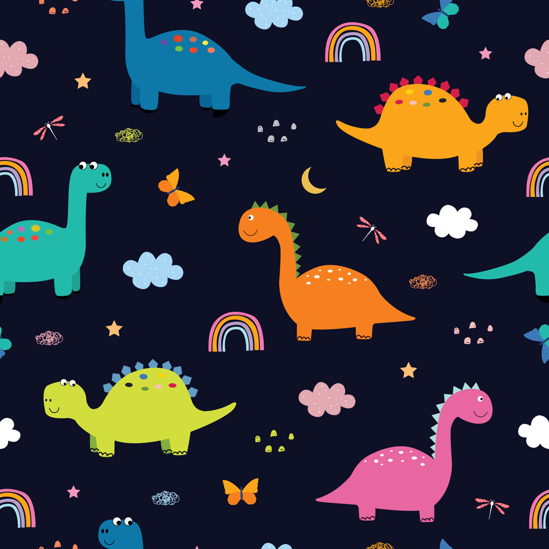 cute cartoon animal, park, colorful cartoon dinosaurs, Full HD Desktop Wallpaper